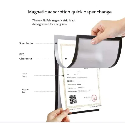 Wholesale Waterproof Wall Sticker Self-Adhesive Strong Magnet Display Frame Custom Size /A4/A5 Pvc Soft Magnetic Photo Frame