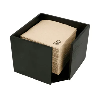 Bamboo Wood Classic Multifunction Rectangle Glossy Napkin & Towel Holder for Kitchen Table Countertop Black