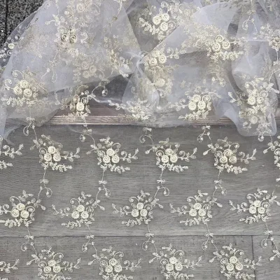 Factory Direct Sales Diy Embroidery Fabric Spot Flash Mesh Embroidery Lace Fabric Woven Embroidery Fabric for Clothing