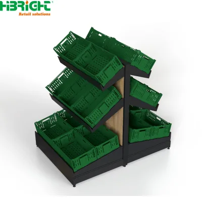 Professional Metal Fruit Vegetable Display Rack Weight Distribution Pro for Wholesale Produce Market