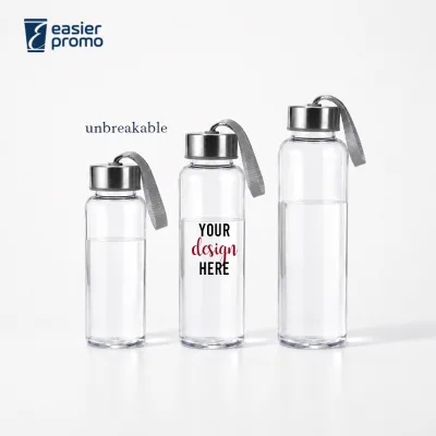 Custom Unbreakable 500ml Clear Plastic Water Bottle with Strap for Sport & Travel