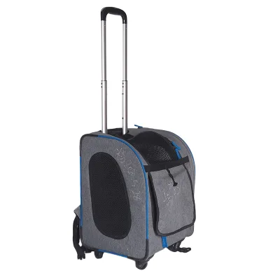 Custom Pet Bag Cat Backpack Expandable, Cat Carrier Backpack Breathable Pet Carrier with Wheels and Metal Handle