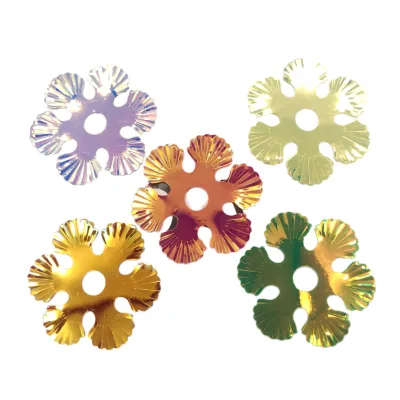 Factory Wholesale PVC 35mm 42mm Shell Flower Sequins Heat Resistant 0.02mm Thick for Shoes Decoration Handmade DIY