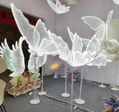 Light up butterfly  Open and Close Dynamic butterfly Lights Wedding Aisle Lights LED butterfly Lamp for Party Decoration
