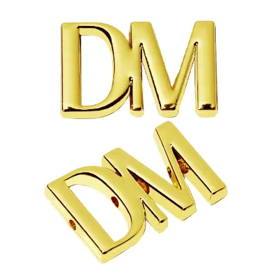 Free Sample Necklace Loose Beads Fitting Gold Plated Company Letters Embossed Pendant Adjuster for Men Bracelet