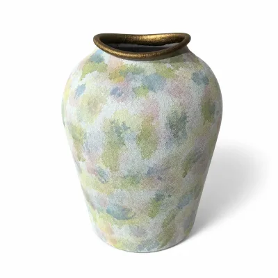 Creative Crooked Colorful Leather-paint Pattern Iron Vase Light Luxury Metal Tabletop Vase for Dried Flower Artificial Flower