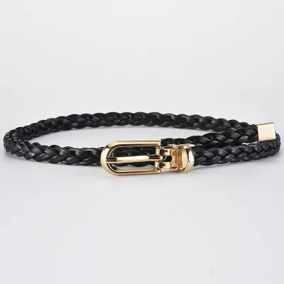 New Style Dress With Sweater Thin Waistband Women Senior Sense With Decorative Needle Alloy Buckle PU Small Belt for Lady
