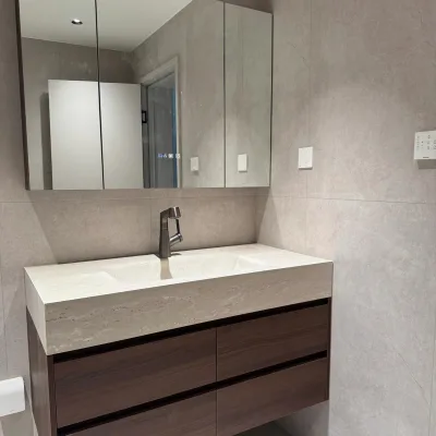 Elegant Durable Stylish Chinese Design Wooden Bathroom Cabinet for Apartment & Hotel Use with Soft-Close Drawers