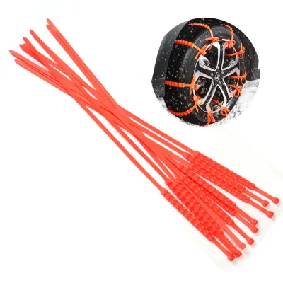 70cm PA6 Nylon Snow Chain Binding Zip Ties, White Orange Self-locking Cable Straps 10pcs/Set for Car Tire Anti-slip Chains