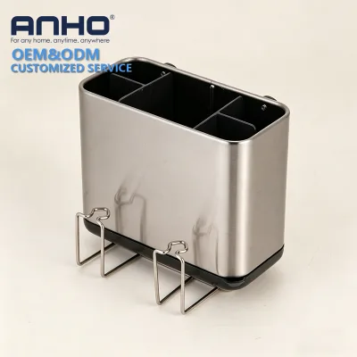 Matte Silver Wall-Mounted Storage Baskets with Stainless Steel 430 Legs ABS Body and PP Dividers for Bathroom & Kitchen