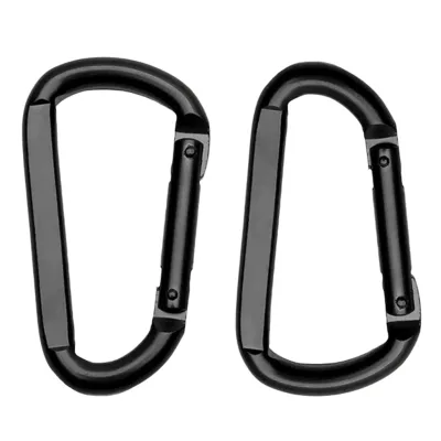 Custom Laser Engraved Logo Black Clip Aluminium Carabiner Hooks D Shape Snap Tactical Hook