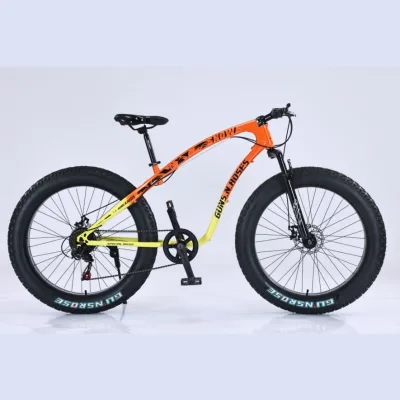 Carbon Steel Frame, 7-speed Spoke Wheel, Snow Tire, Puncture-Resistant, Strong Bicycle, Orange, Light Blue, Red, Blue
