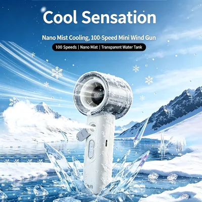Portable Misting Fan 100 Speeds 50ml Water Tank USB Rechargeable Personal Handheld Fan with Water Spray Mist for Travel/Makeup