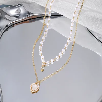 Fashion Cat Eye Pearl Multilayer Necklace for Women Jewelry Wholesale