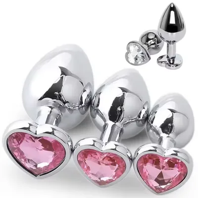 Heart Shaped Butt Plug Sex Toys Metal Enlarged Anus Massage Anal Plugs Male Open Plugs Anal Trainer for Adult Women Men Gay Sex