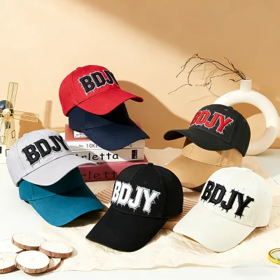Fashion Trend Embroidery Logo 6-Panel Hat Unisex Pure Color Baseball Caps with Curved Brim