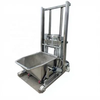 Air Powered Lift & Tip Machine, Automatic Material Loader Unloader, 1000-1600mm Adjustable Height for Drums Bins Containers