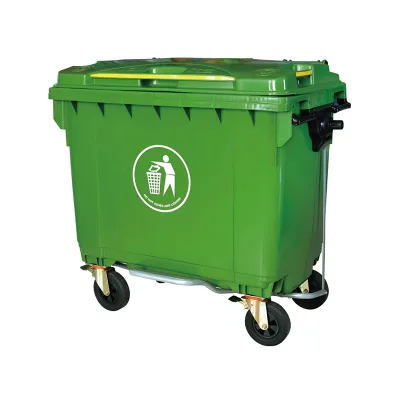 HQPC 660L/1100L Plastic Standing Waste Bin with Lids Kitchen Recycling Dumpster with Easy Standing Structure and Big Capacity