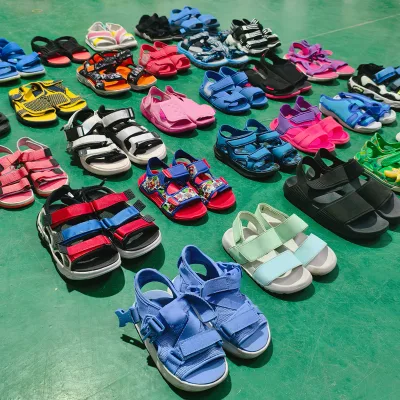 Used Open Toe Unisex Kids Sandals Genuine Leather Breathable Non-Slip PU Midsole Rubber Outsole Summer Wholesale Supply Made