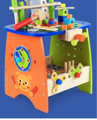 Multifunctional Montessori Educational DIY Puzzle Wooden Simulation Toolbox for Children's Toy Box and Toy Set