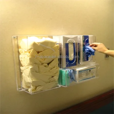 clear Acrylic Wall Mounted Gown Glove Mask Dispenser Glove Box Dispenser