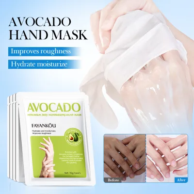 FAYANKOU Organic Avocado Hand Masking Gloves Exfoliator Dead Skin Whitening Moisturizing Nourishing Travel Size Hand Mask