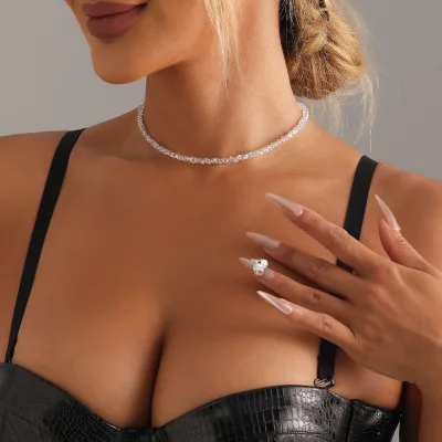 European and American Jewelry Light Luxury Multi Section Glass Crystal Necklace Fashionable Simple High-end Necklace