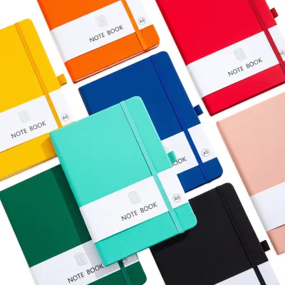 Wholesale Multi Color A6 A7 A5 Business Hardcover Journal Pu Leather Cover Custom logo Diary Notebook with Pen Holder