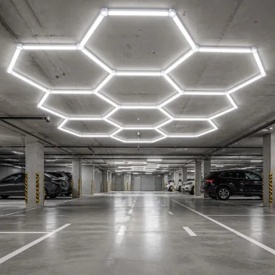 Hex LED Honeycomb Fixture for Underground Parking Garage Ceiling 6000K Bright Modular