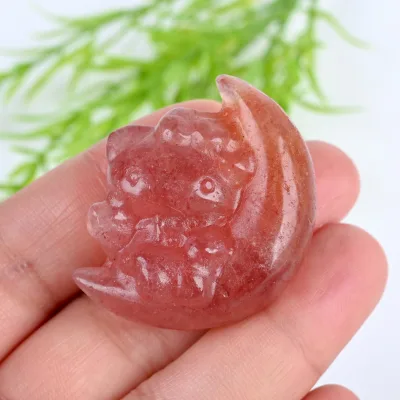 Factory Price Small Size Carving Natural Crystal Cat Rose Quartz Cat for Gifts