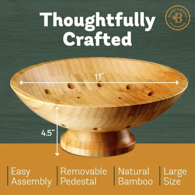 High-quality Factory Hot-selling New Basket-style Fruits Rack Kitchen Base Bowl Ventilation Holes Bamboo Stand Wooden Fruit Tray