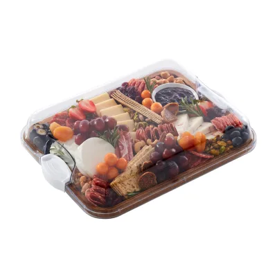Wholesale Large Capacity Bamboo Charcuterie Cheese Board with Lid Cover,Divided Serving Tray Board with Lid and Handle