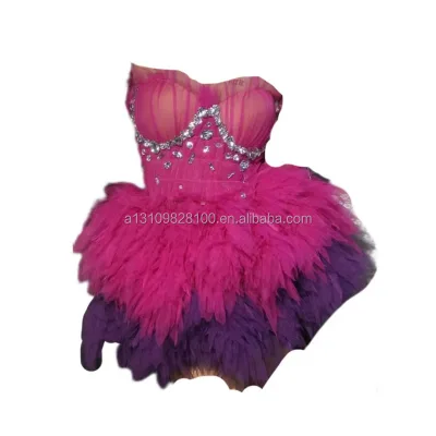 Nightclub Bar Girl Full Diamond Strawberry Bobo Yarn Dress Puffy Skirt Dance Team Gogo Performance Dress
