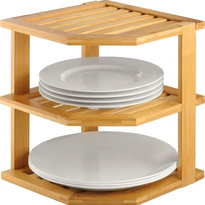 Kitchen Bamboo Storage Accessories Bowl and Dish Plate Rack Kitchen Storage Organizer Dish Drainer