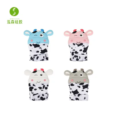 Newborn Silicone Teething Gloves BPA-Free Cartoon Design Anti-Eating Soft Chewable Gloves for Baby's Travel