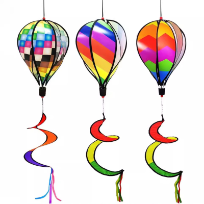 Rainbow Hot Air Balloon Colorful Sequin Pinwheel Pendant Wind Spinner Garden Decoration China 180cm Wholesale PVC Waterproof