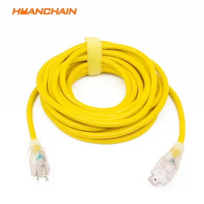 ETL 12/3 SJTW Waterproof Flexible Water Resistant US 15 Foot Outdoor Yellow Extension Cord