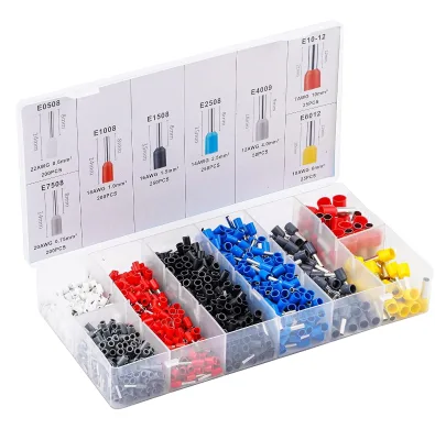 Boxed VE SeriesTubular Ferrules Cord End Crimp Sleeve Terminals Cable Electrical Connector Insulated Wire Connectors Suit