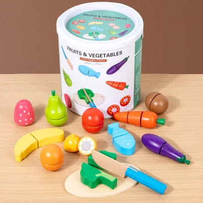 Hottest Simulation Fruit Vegetable Food Cutting Set Pretend Play Montessori Educational Kitchen Toys for Kids Boys Girls