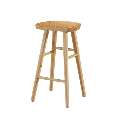 Nordic Style Modern Simple Bar Stool Solid Wood High Stool for Home Mobile Phone Store Outdoor Cafe Living Room
