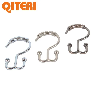 Unique design curtain hook shower double hooks with rollers