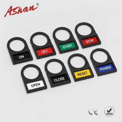 ASHAN Push Button Switch Nameplate 22mm Plastic Label for Industrial Control Panel Machine Equipment Identification