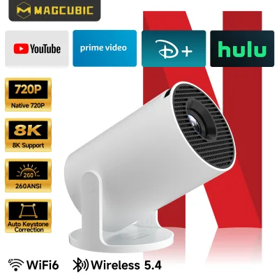 Ultra Light Cylinder 720P Smart Projector for HY300 Pro 290 ANSI Auto Keystone Manual Focus WiFi 6 BT5.4 Android 14