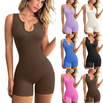 High Quality Sleeveless Sports Jumpsuit for Women above Knee Fitness Workout Gear Winter Yoga Wear Female Jumpsuit