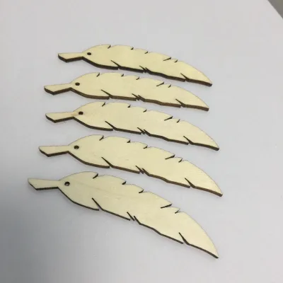 Laser Custom Blank Wood Cutout Feather Earrings Wood Carving