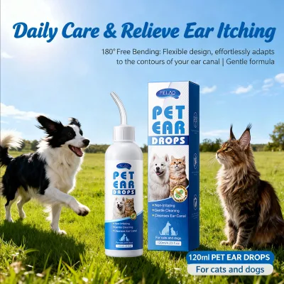 Natural cat Ear Cleaner Liquid Alcohol-Free Formula Removes Wax Gentle Ear Cleaning Drops for Smelly Dog Ears