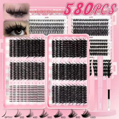 European and American Eyelash Extension Kit False Lashes Set with Segmented Clusters for Natural Dense Lash Grafting