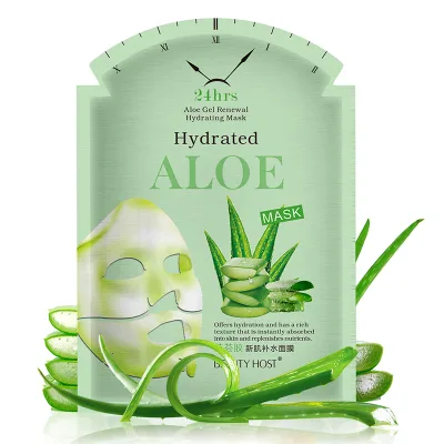 Natural 24hrs Aloe Vera Gel Extract Facial Mask Fashion Renewal Hydrating Repair Sheet Whitening Moisturizing Face Mask for Sale