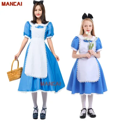 Alice Cosplay Costumes Women's Halloween Cosplay Kids Girls Anime Alice Maid Alice Dream Child Lolita Cosplay Costume