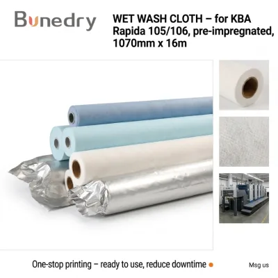 Pre Impregnated Wet Blanket Wash Cloth Roll for KBA Rapida 105 106 Offset Printing Press Automatic Cleaning System